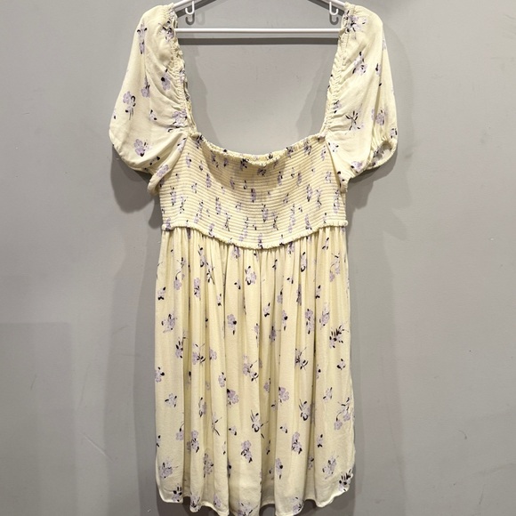 Artizia Sun-deh Yellow Purple Floral Puff Sleeve Sun Dress Womens Size XL NWOT - Picture 2 of 9